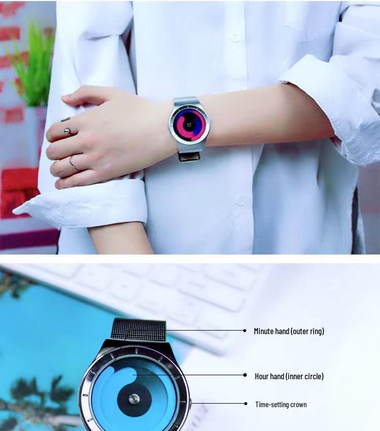 Инновационные мужские кварцевые часы Swirl без стрелок – Водонепроницаемые, Стильные и Идеальные для Студентов