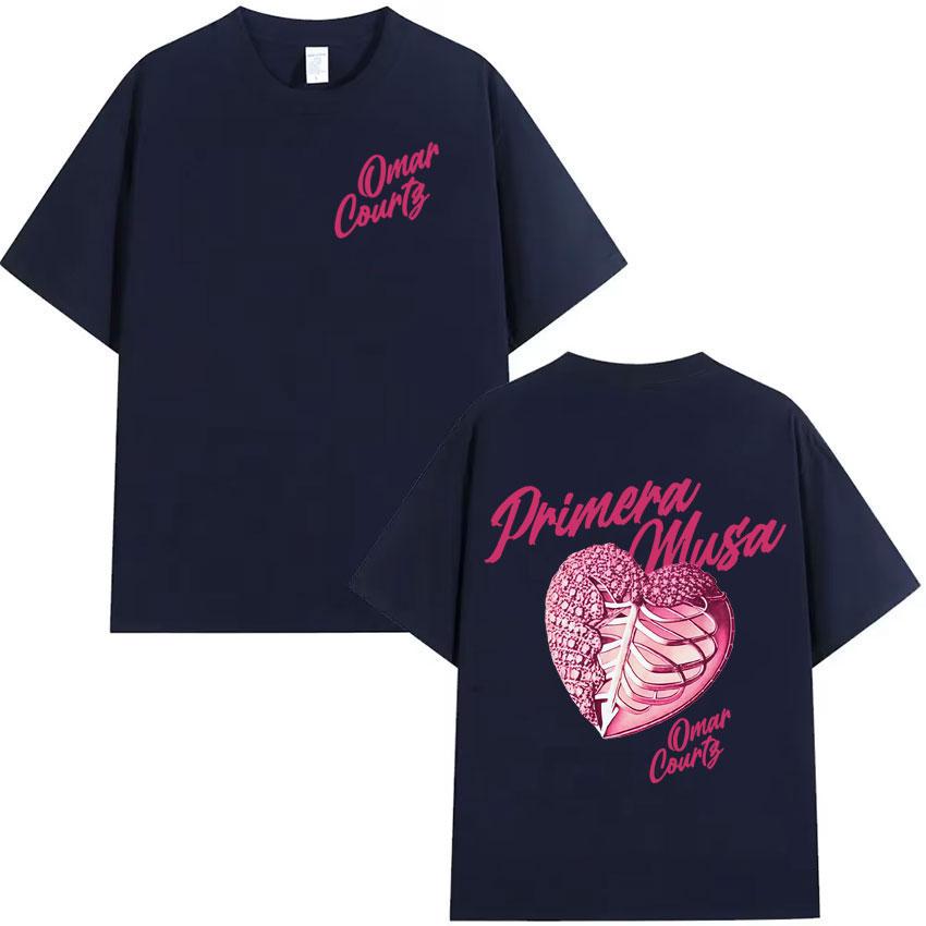 Rapper Omar Courtz Primera Musa 2025 Heart Graphic Tshirt Mens Clothing Hip Hop T Shirt Summer Top Oversized Tshirts Streetwear