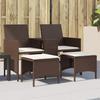 VidaXL 2-seater Garden Sofa with Table and Stools Brown Rattan, Outdoor Sofa, Garden Furniture Set, Patio Furniture, 4003891