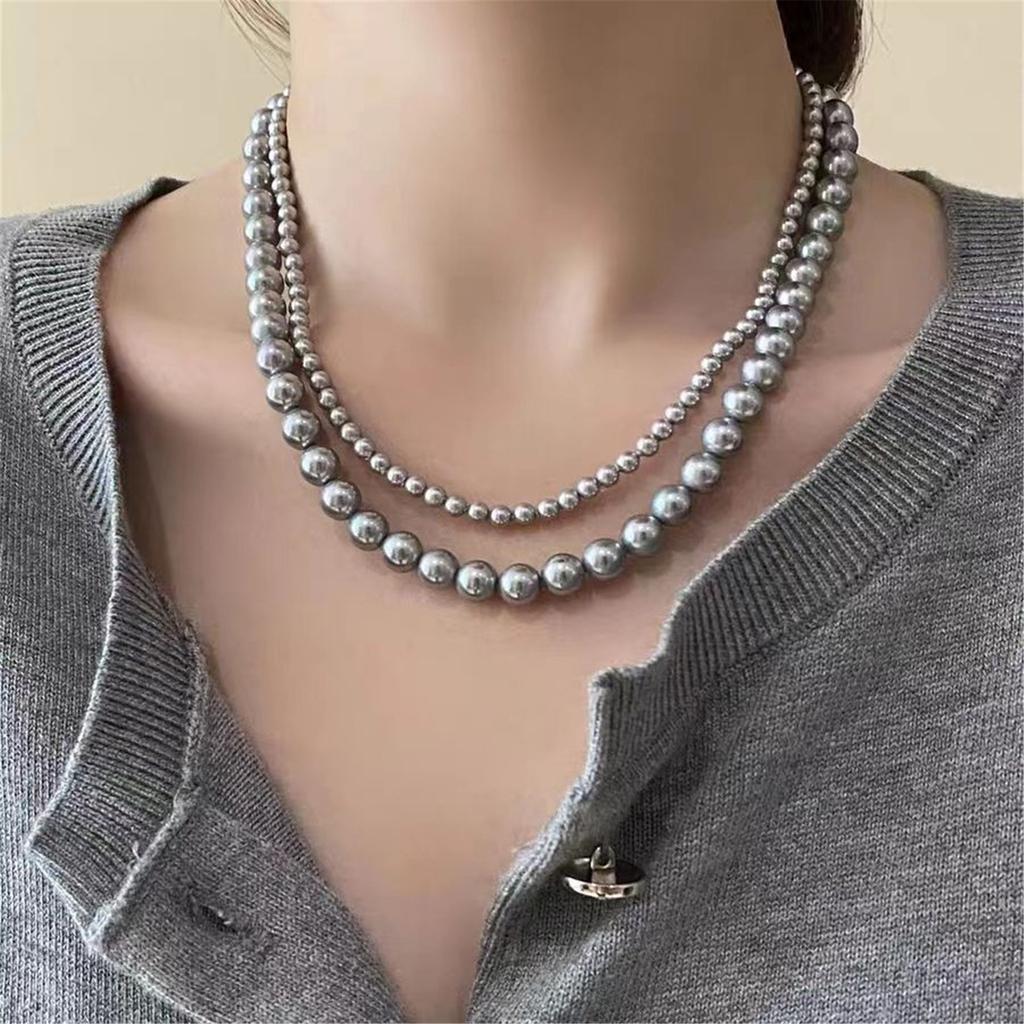 Elegant Silver Gray Pearls Necklace Stunning Silver Gray Pearls Necklace Unique Neck Chain For Memorable Occasions
