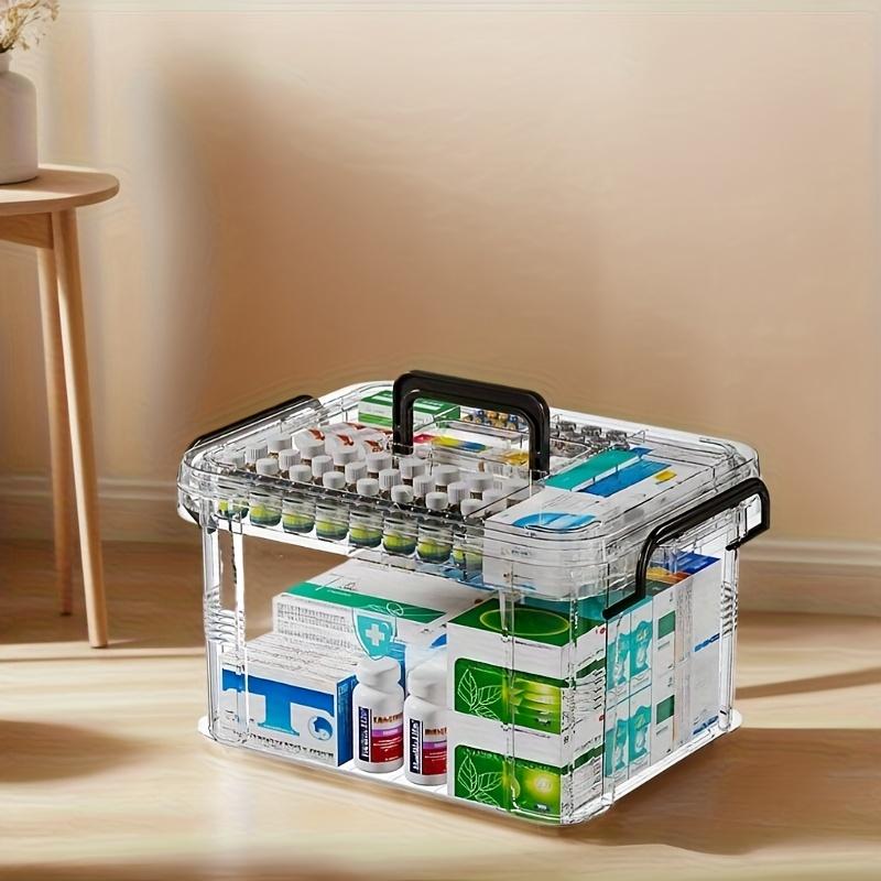 1 шт. Коробка для хранения лекарств - Ярусный органайзер для таблеток | Прозрачный дизайн и портативная ручка, Компактный для домашнего/дорожного использования