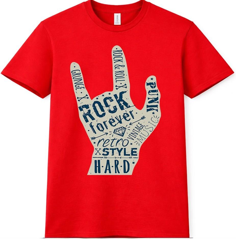 Rock Forever T-Shirt Rock and Roll Hand Sign Graphic Retro Music Tee
