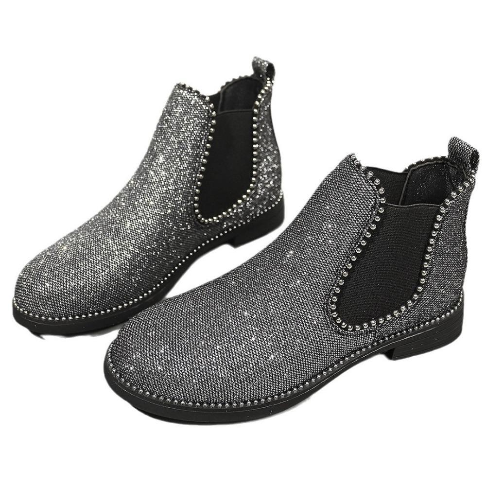 Женская обувь 2024 года. Модные женские ботинки серебристого цвета. Повседневные и универсальные ботинки «Челси». Удобная и теплая обувь на платформе.