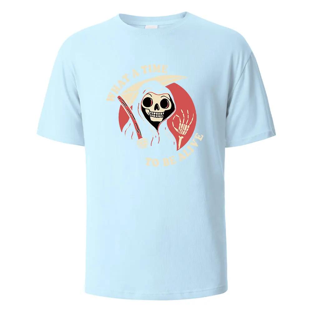 Men's Printed T-shirt What A Time To Be Alive Hip-Hop Shirt For Men Wowen 100% Cotton Breathable Short-Sleeved Basic Tops Tees