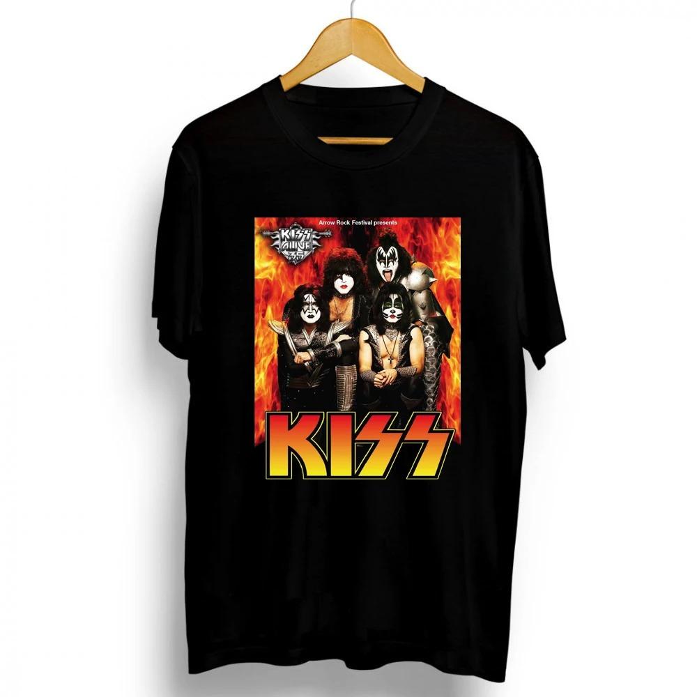 2021 New Fashion Kiss Band Rock Letter Poster Men's T-Shirt Graphics Funny Casual Short Sleeve Round Neck Shirt Hip Hop Tees