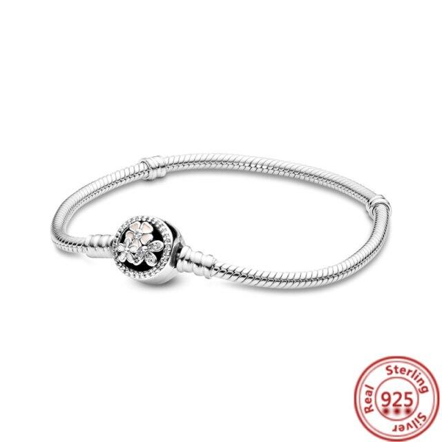 Корона-змея-цепочка, браслет из 100% стерлингового серебра 925 пробы, безопасные бусины в форме сердца, подвески, браслеты для женщин и девочек, изготовление ювелирных изделий своими руками