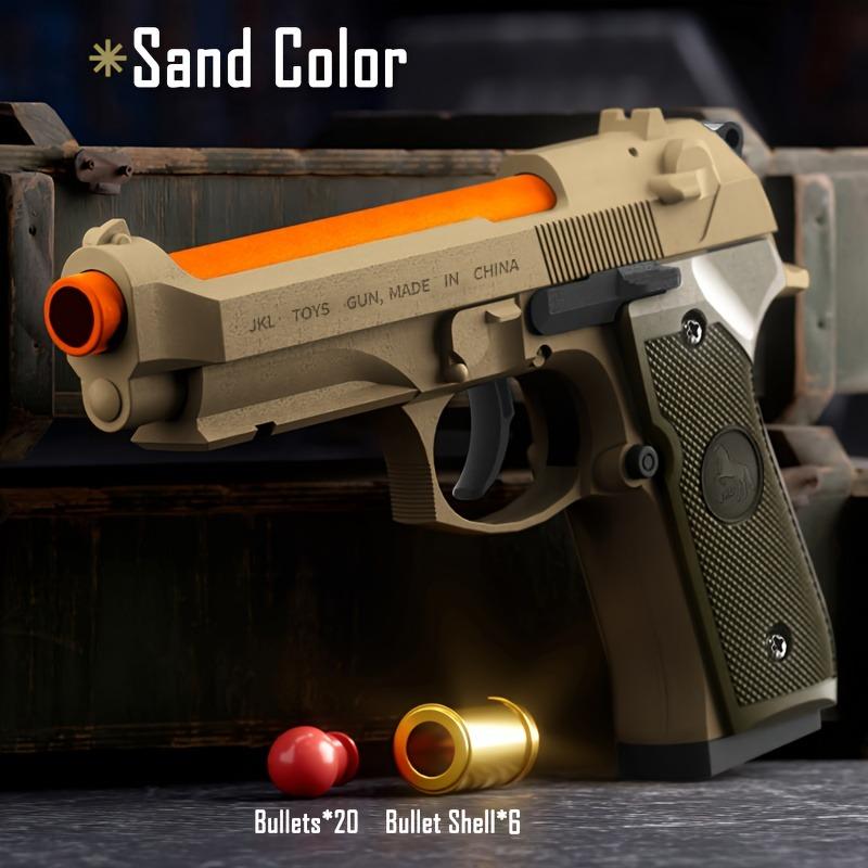 Игрушечный пистолет Beretta 92F Пистолет с мягкими пулями Выбрасывание гильз Непрерывная стрельба, Отдача, Игры на стрельбу для активного отдыха