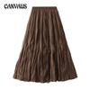 Spring and Autumn Women's Skirt High Waist Slim Messy Pleated Mid-Length Large Swing A-line Skirt Half-body Skirt