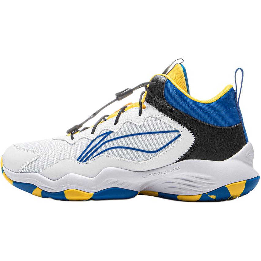 Li Ning YOUNG Basketball Synthetic Leather, Textile Cushioning Rebound Low top Basketball Shoes White Kids' YKBU130-1