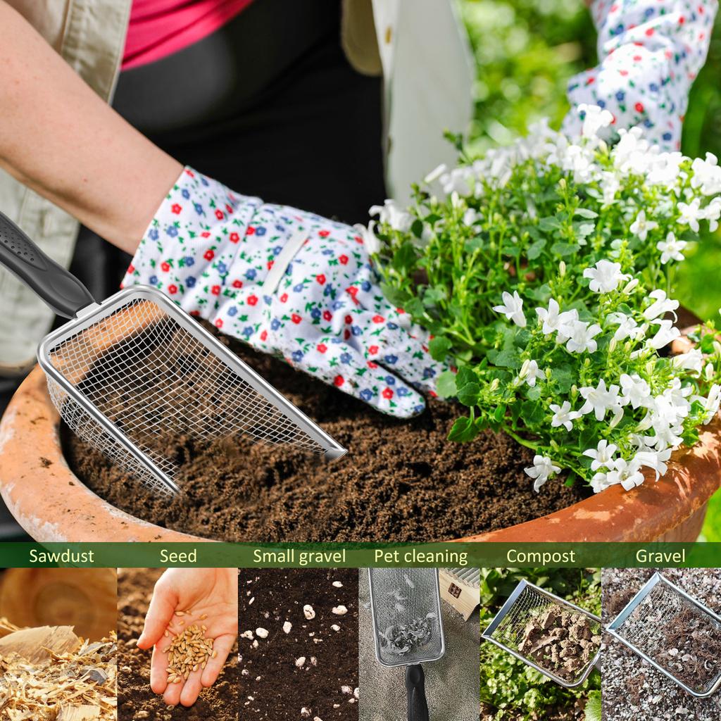 3/4 шт. Садовые сита для почвы из нержавеющей стали, сито для песка, почвы, компоста с ручкой, высокоэффективное сито, совок для посадки