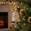 Festive Seasonal Hanging Art Faux Crystal Bell Suncatcher, Glass Prism Wind Chime Ornament, Clear Garden Ornament for Trees Christmas Tree Rainbow
