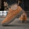 Retro Genuine Leather Men Shoes Casual Non Slip Wear Resistant Suede Daily Business Shoe Hot Sale Round Toe Low Top British Styl