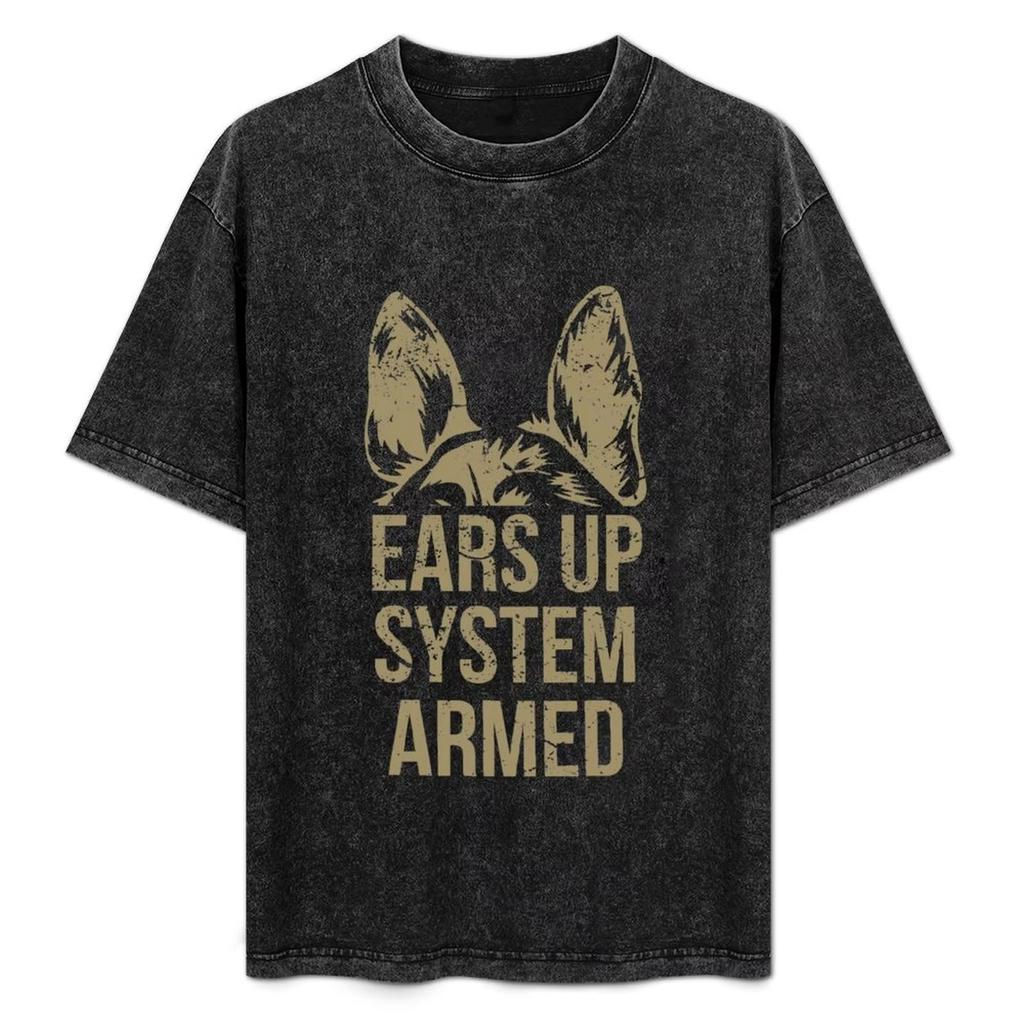 Summer German Shepherd Ears Up System Armed T-Shirt Cheap Stuff Croswit Shirt Man Quick-drying Mens Graphic T-shirts