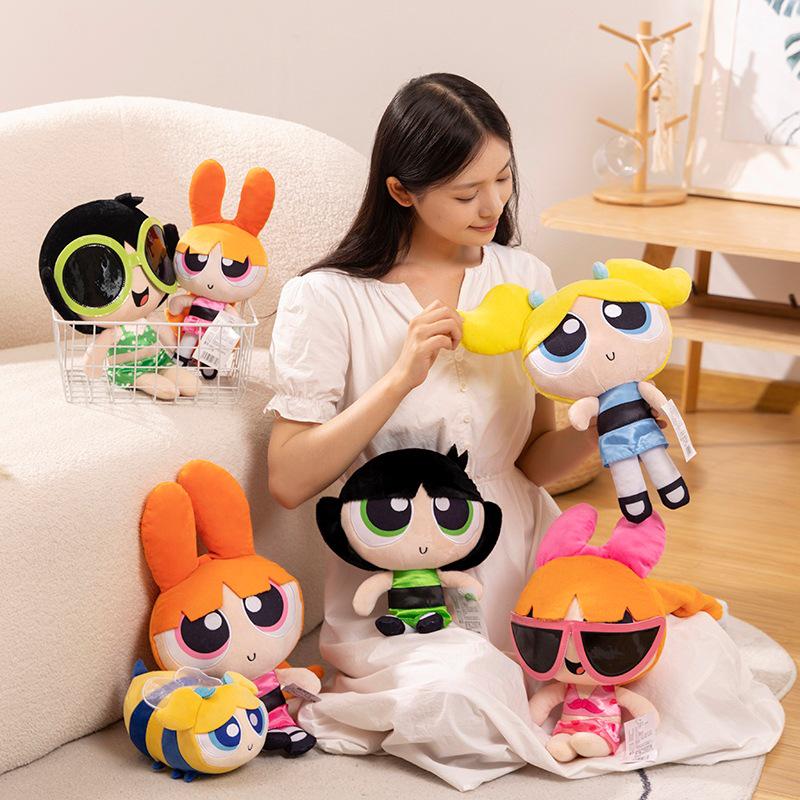 Powerpuff Girls Plush Animal Pendant Keychain: Cute Rabbit, Dog, Bear Figures