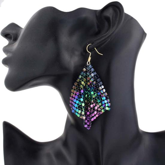 Women Sequins Mesh Dangle Drop Hook Earrings Club Evening Party Jewelry
