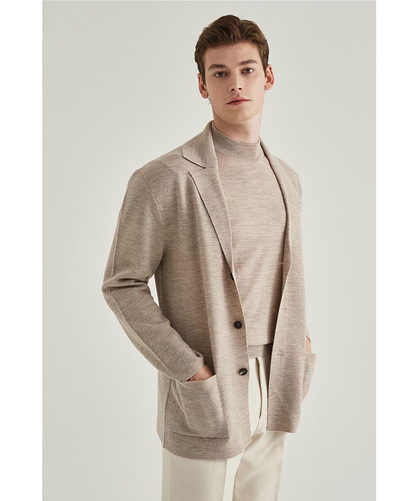 IOLO Merino Wool Milano Knit Blazer_Beige