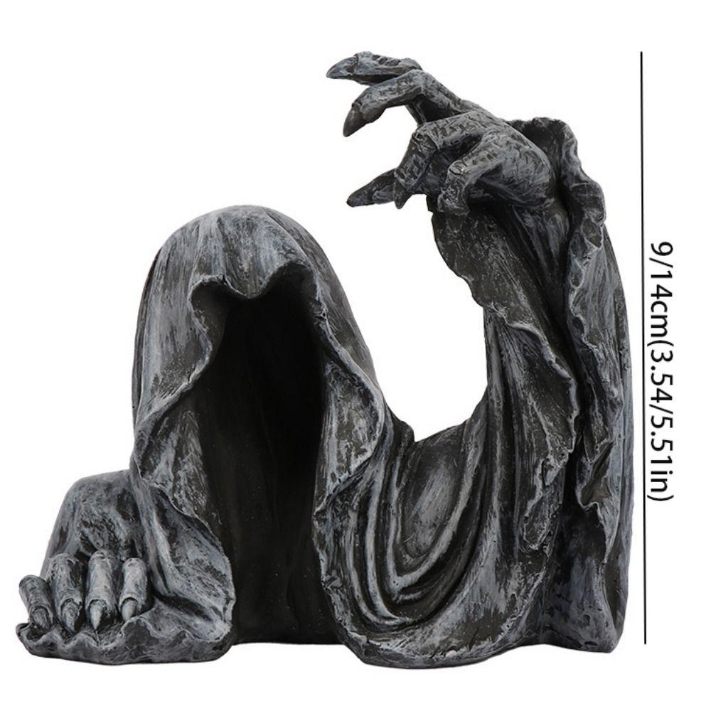 Gothic Halloween Grim Reaper Resin Craft Grim Reaper Ornaments Half-body Ghost Hand Statue Outdoor