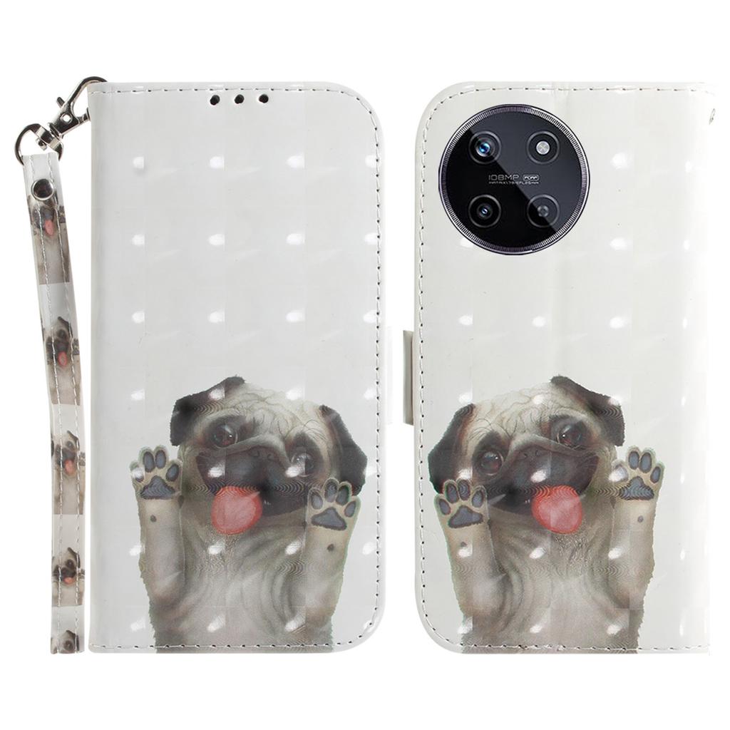 For Realme 11 4G (159.9x73.3x7.95mm) Case 3D Pattern Leather Phone Cover Wallet with Strap