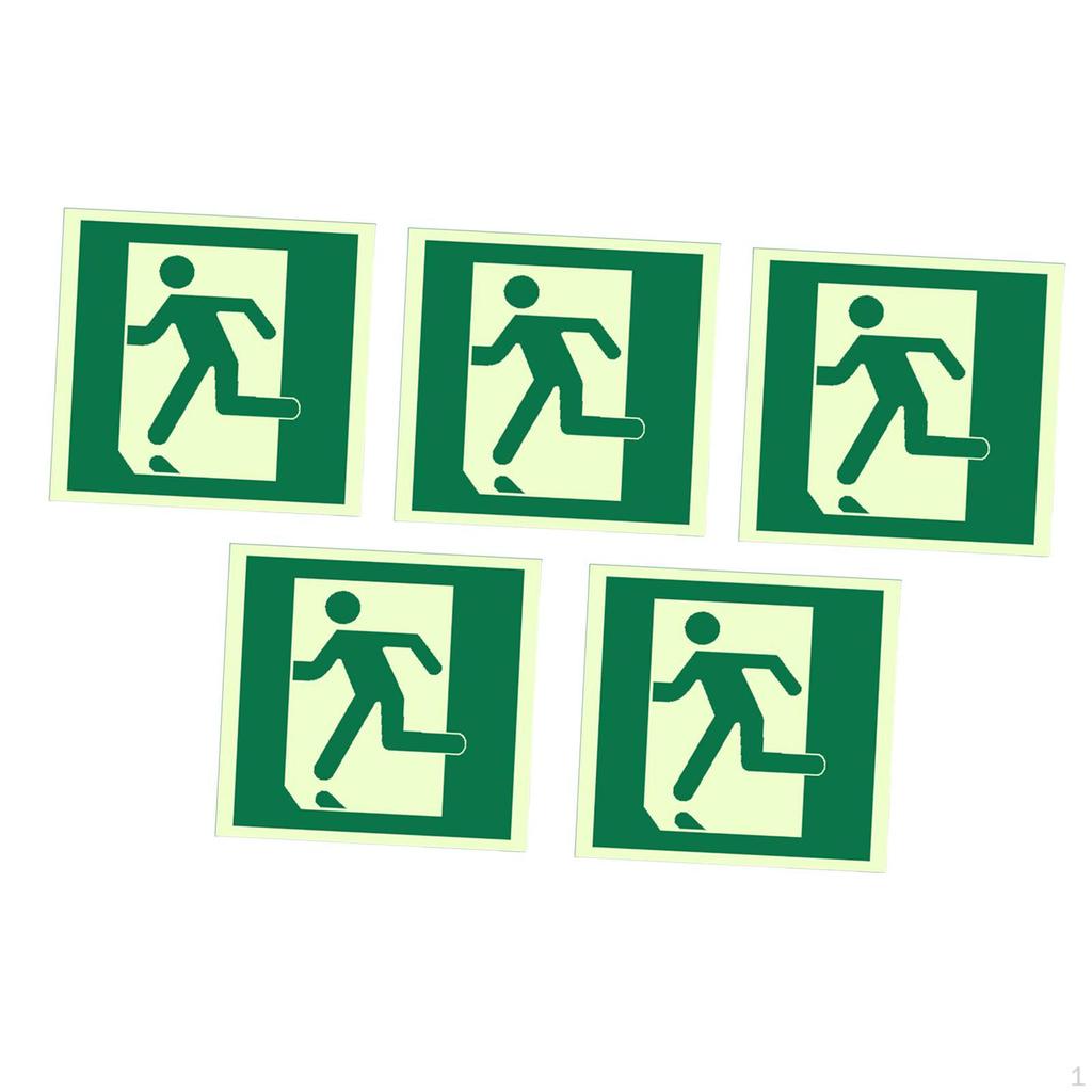 5 Pieces Exit Sign Stickers Waterproof 15x15 Cm for Commercial