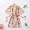 Sleeping Robe Cranes Printed Imitation Silk Single Robe Wedding Bridesmaid Morning Robe Home Increase Robe Fashion Temperament Elegant