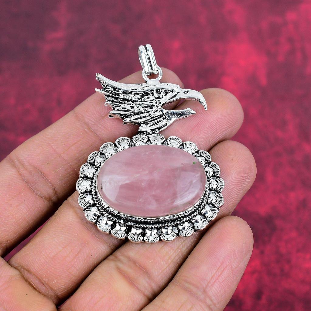 Ювелирные изделия из розового кварца, кулон из стерлингового серебра 925 пробы, ювелирные изделия ручной работы с драгоценными камнями, подарки для жены, абсолютно новый кулон