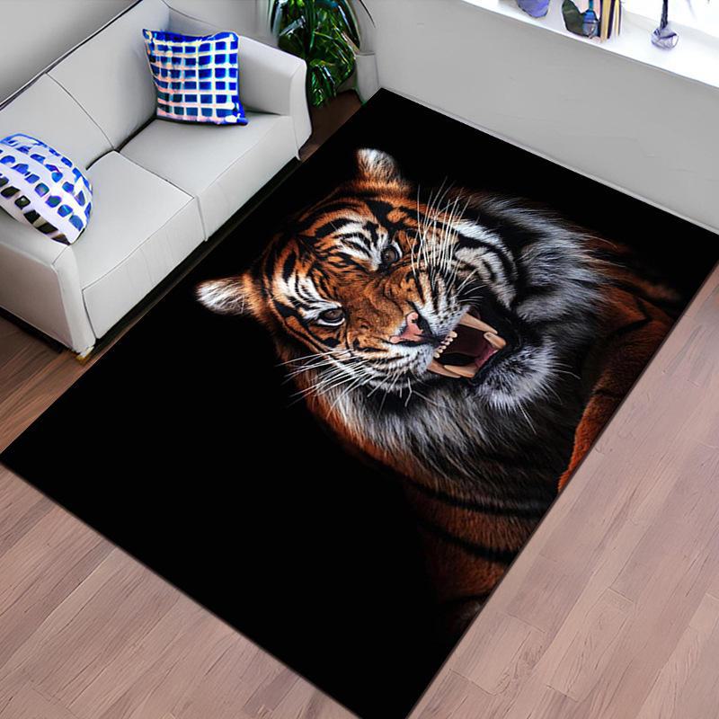 3D Tiger Cartoon Animal Print Living Room Carpet for Sofa, Coffee Table, Bedroom.
