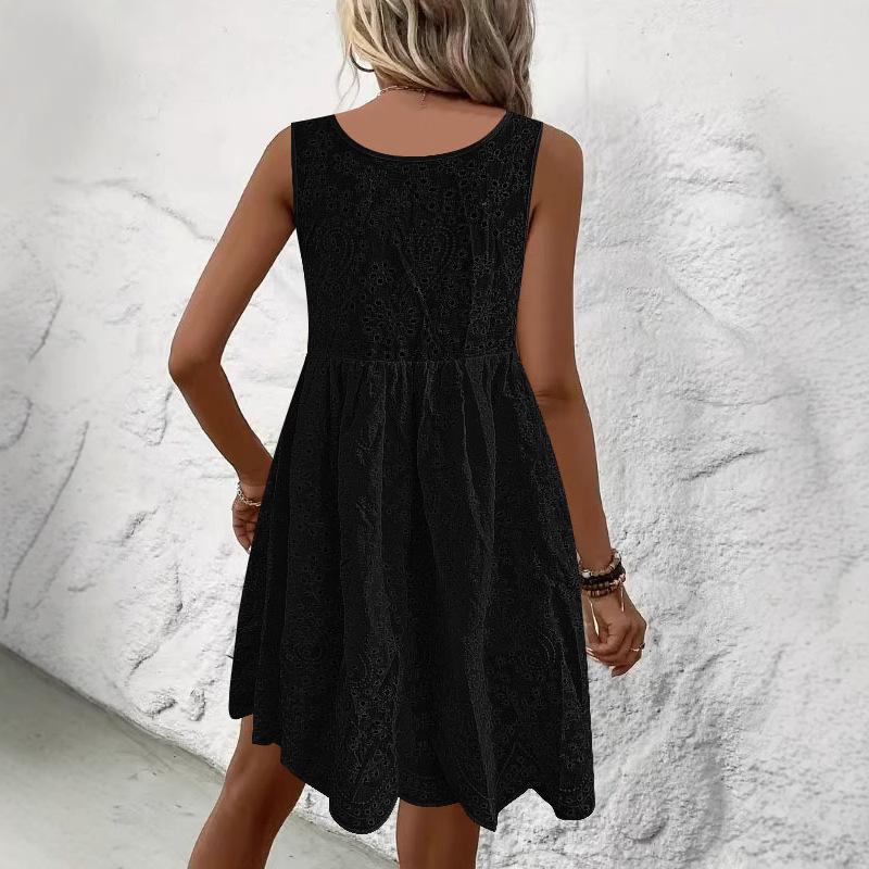 Женское летнее платье-комбинация с жаккардовой вышивкой, темпераментное платье без рукавов с V-образным вырезом и открытыми плечами