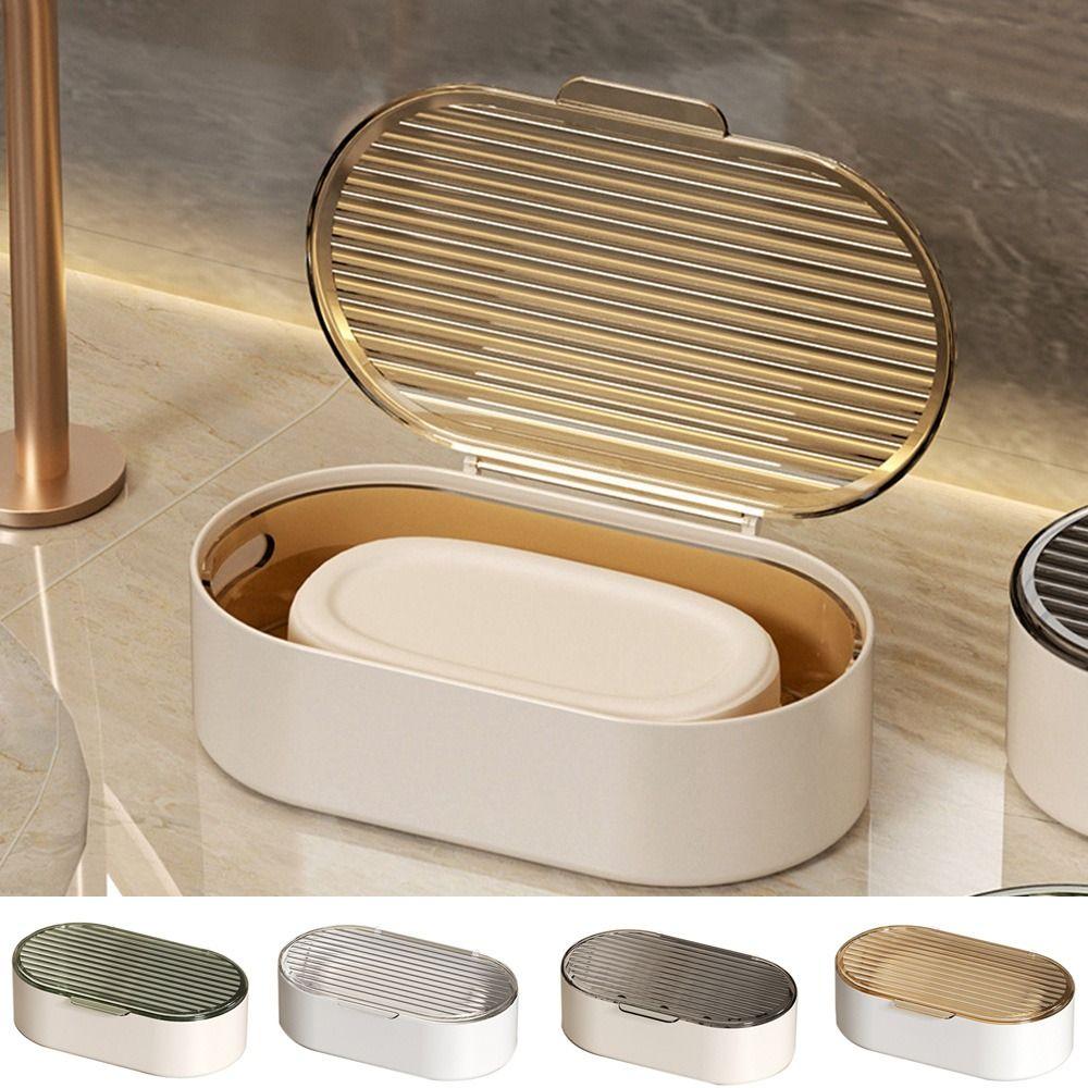 Hollow Light Luxury Double Drain Soap Box Plastic Soap Dish Practical Drain Soap Holder Home