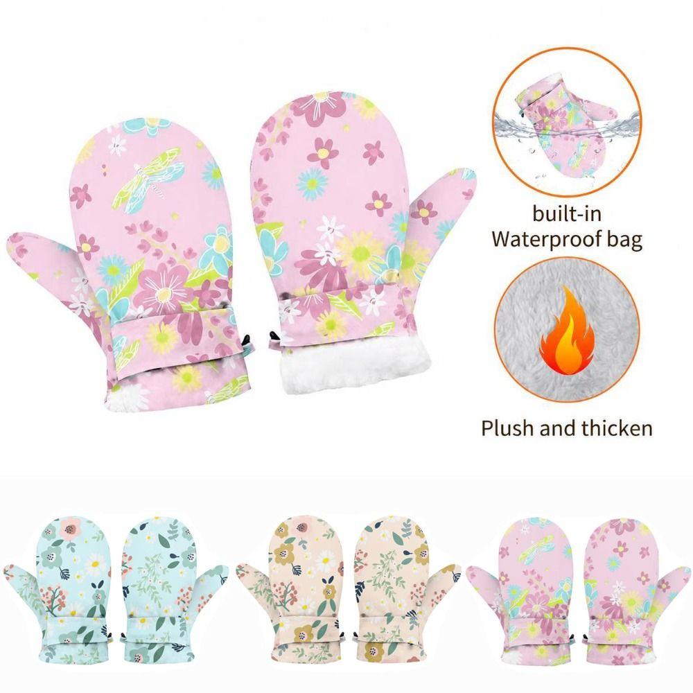 Waterproof Kids Mittens Fleece Lined Ski Mittens Thick Thermal Toddler Mittens