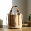 Canvas Drawstring Lunch Handbag Large Capacity Handheld Insulated Bag  Camping