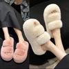 High Heel 7 Mao Mao Slippers Women Wear 2025 Autumn and Winter New Non-slip Heightening Thickened Foreign Style Internet Celebrity Cotton Slippers