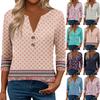 Женские топы с рукавом 3/4 для женщин, топы хенли на пуговицах с V-образным вырезом, нарядные летние женские топы свободного кроя