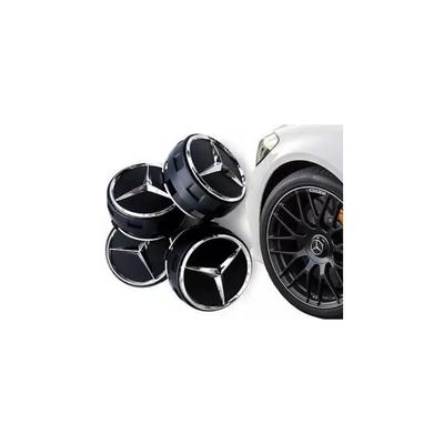 4 x НОВЫЙ Колпачок ступицы колеса Star Mercedes-Benz Литой Диск Толстая форма Высокая ножка 75 мм Черный