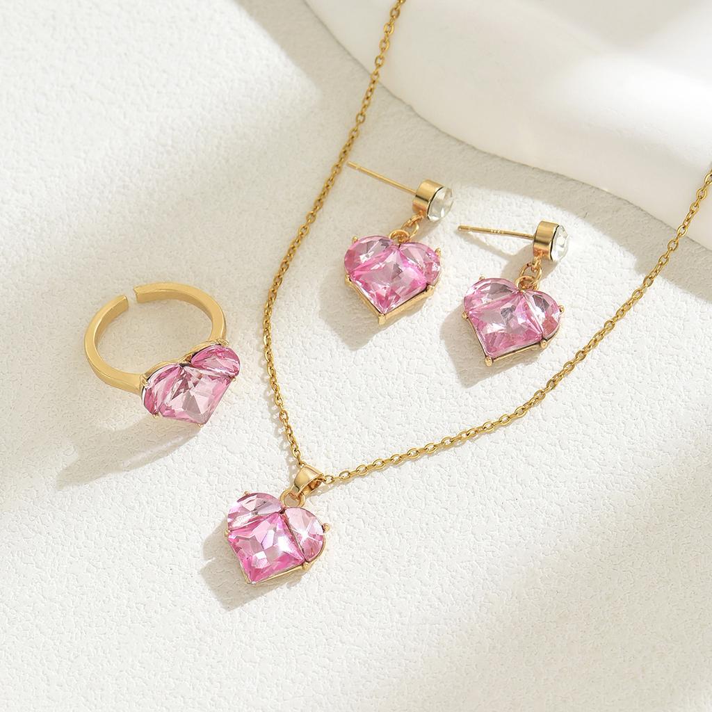 Инс Япония и Корея милый ветер женский набор кольцо-ожерелье нишевая любовь инкрустированный цирконом дизайн серьги-пусеты цепочка для ключицы