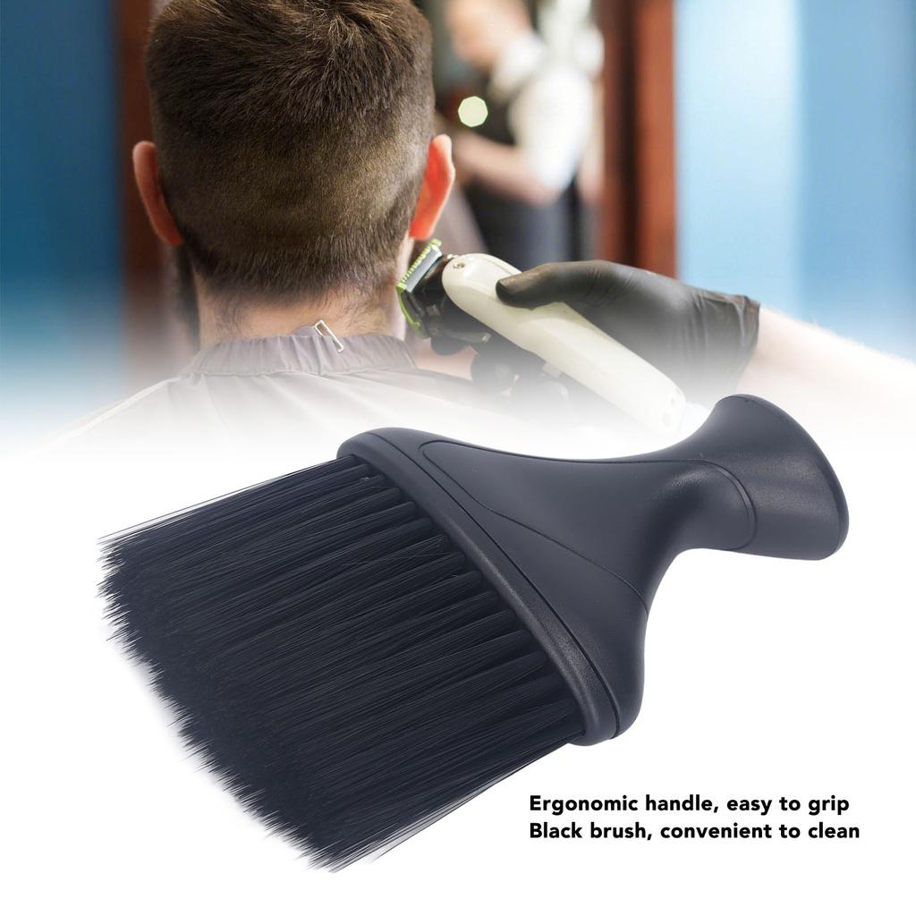 Black Neck Hairbrush Neck Duster Cleaning Brush Black Oblate Neck Hairbrush Soft Nylon Barber Duster Brush Nylon Neck Hairbrush