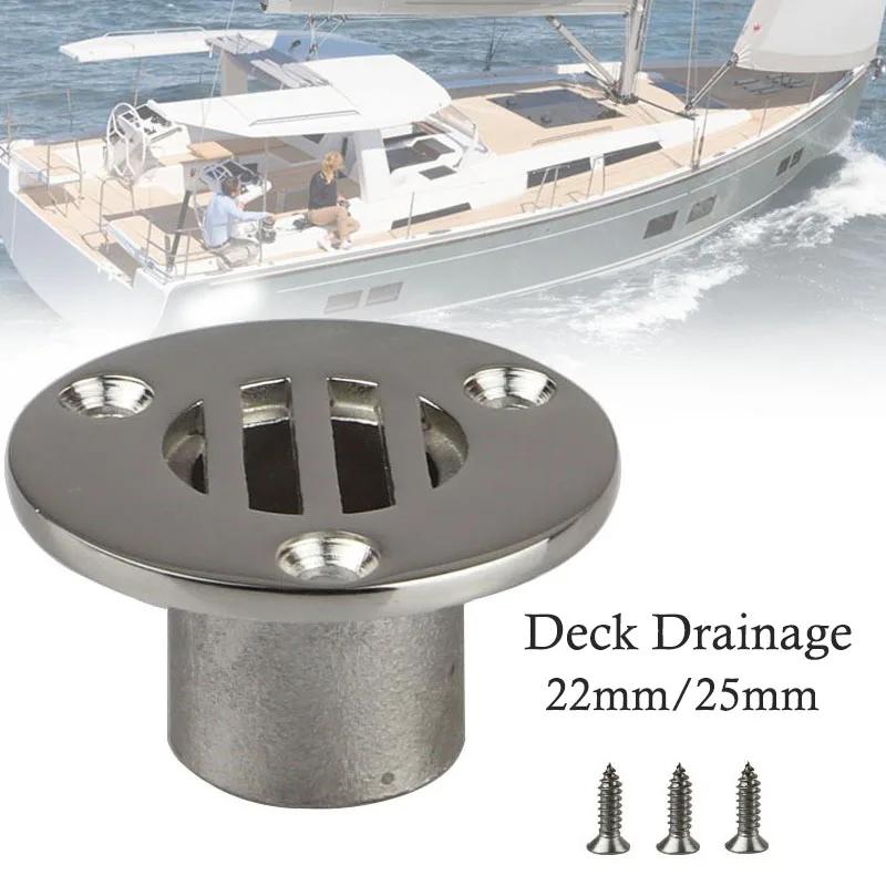 22mm/25mm 316 Stainless Steel Marine Boat Accessories Boat Floor Deck Drain Marine Grade Compact For Ship Yacht Deck Drainage
