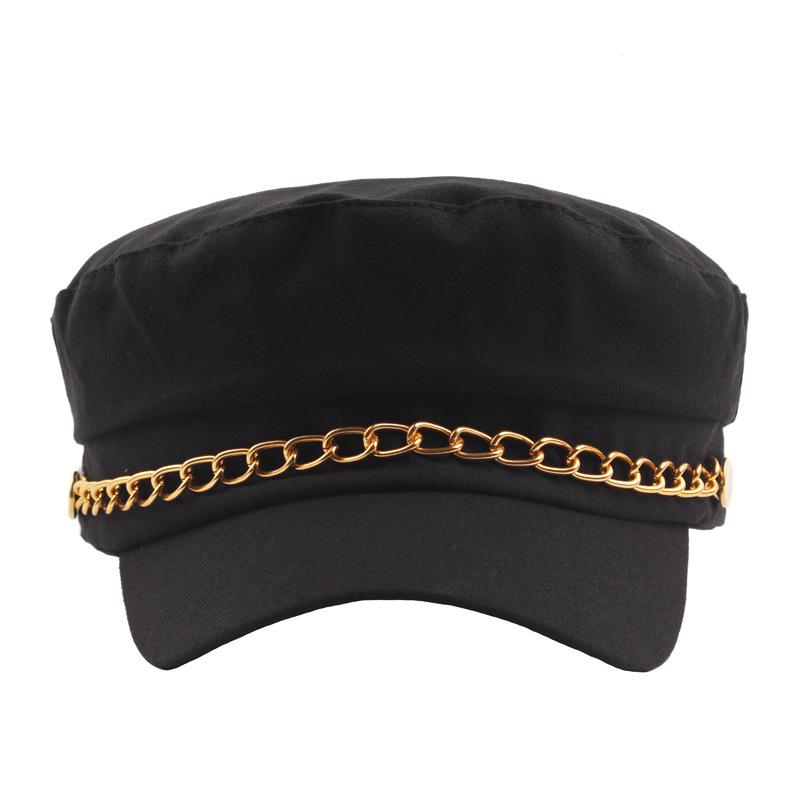 Японская золотая цепочка темно-синяя шляпа хлопковая ретро студенческая шляпа мужская и женская военная шляпа модная шляпа с плоским верхом модная кепка