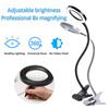 Flexible 8x Desk Lamp Magnifier 3 Colors LED Lights Clip-on Magnifying Glass Home Magnifier for Reading/Repair/Beauty/Inspection