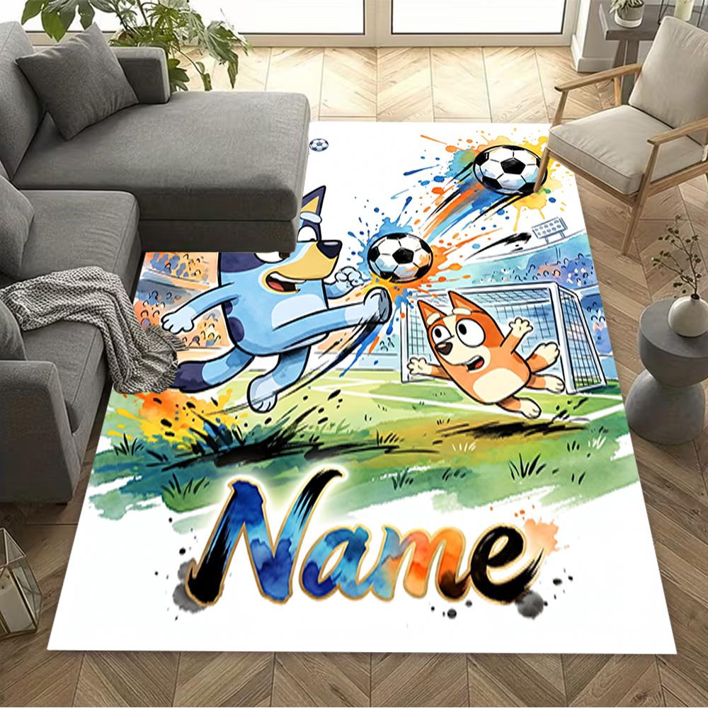 Bluey's Christmas Adventure Customize Your Name Floor Rug Office Rug Suitable for Study room Decorate room Entryway Foyer Anti-slip Rug