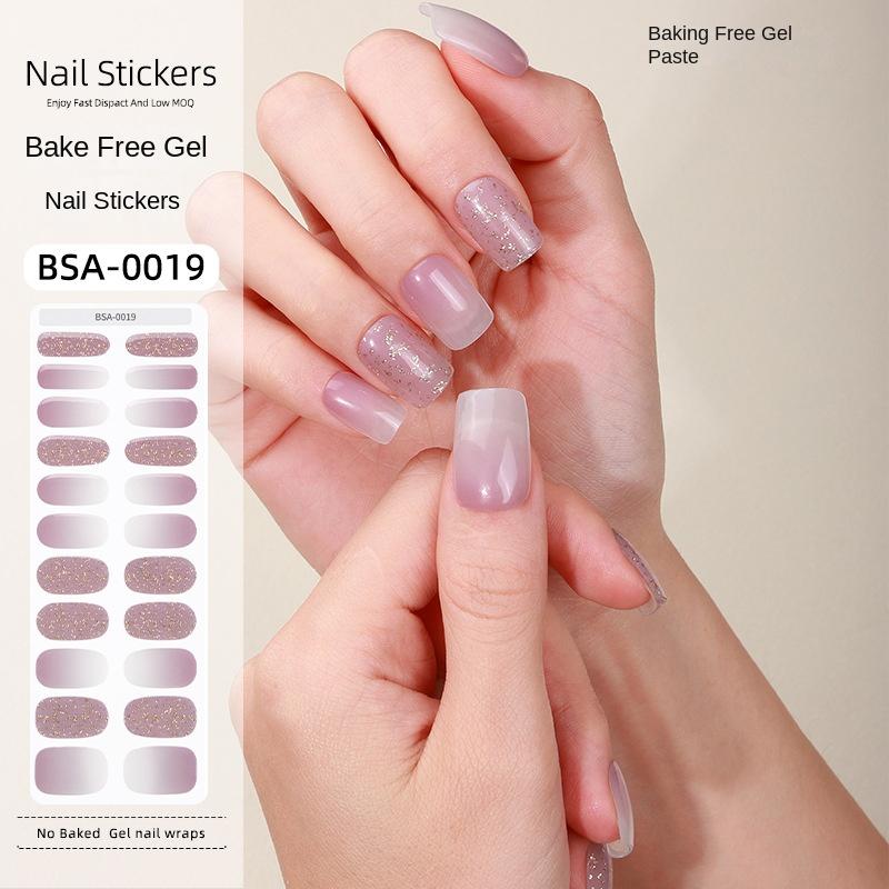 Bake-free Gel Manicure Stickers French Onion Powder Semi-cured Nail Stickers
