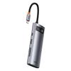 Baseus 7-in-1 Metal Gleam USB-C Hub: Power Delivery, 4K HDMI, USB 3.0 Ports, SD/TF Card Slots – Grey