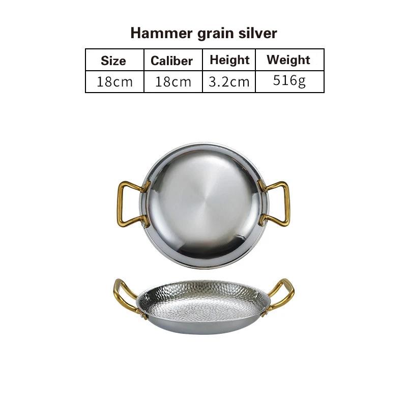 Кастрюля для испанского риса с морепродуктами из нержавеющей стали 304 Коммерческая тарелка для раков Кастрюля с плоским дном для тушеного риса Сковорода с двумя ручками для жарки хот-пот