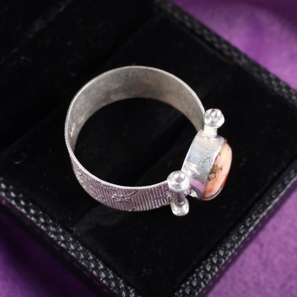 Rare Orange Copper Turquoise Gemstone 925 Sterling Silver Jewelry Handmade Ring RR-22-37