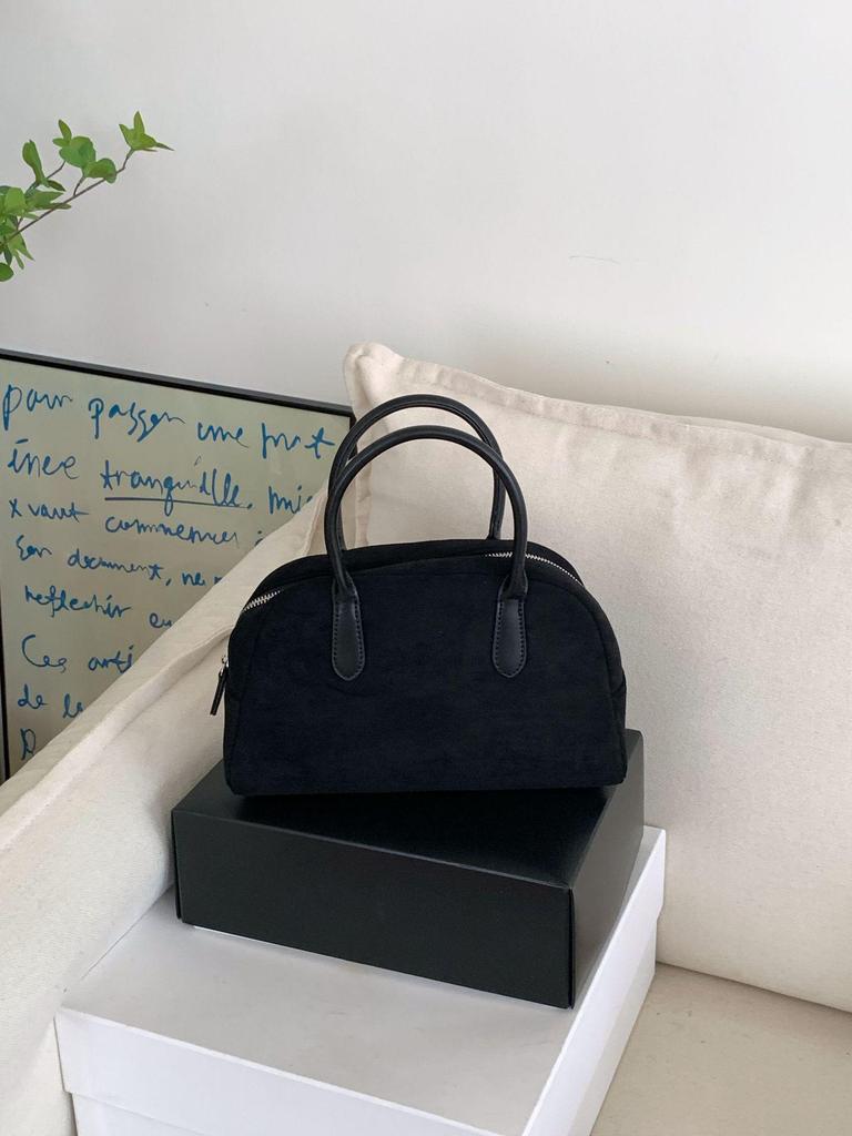 2025 Корейский стиль замшевая осенняя сумка: Высококлассная, универсальная нишевая бостонская сумка для женщин