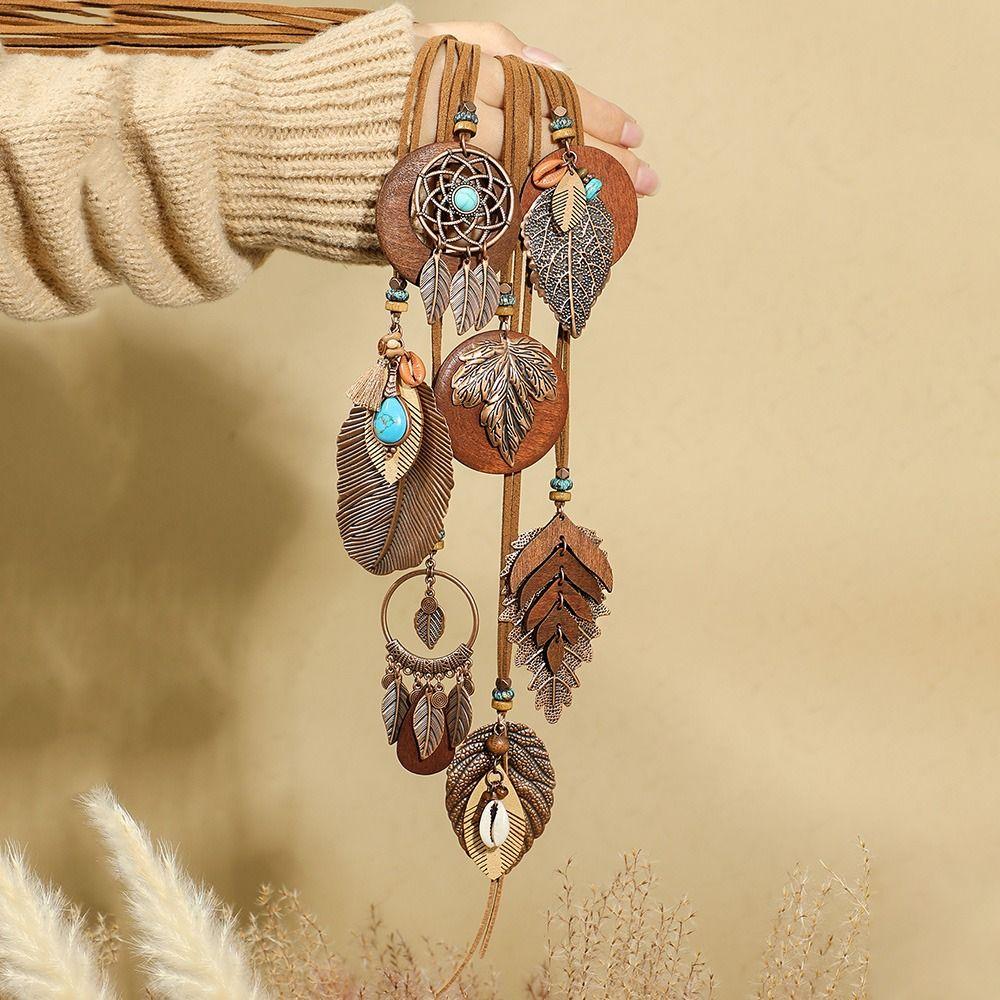 Элегантная подвеска из бирюзовой ракушки Женская мода Коричневые подвески Ожерелья Бохо Длинное ожерелье Ювелирные изделия