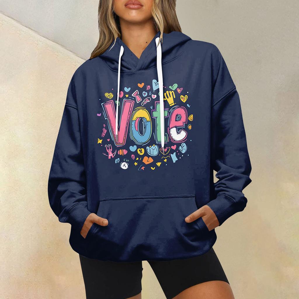 Women's Fashion Casual Long Sleeve Hooded Printed Sweatshirt