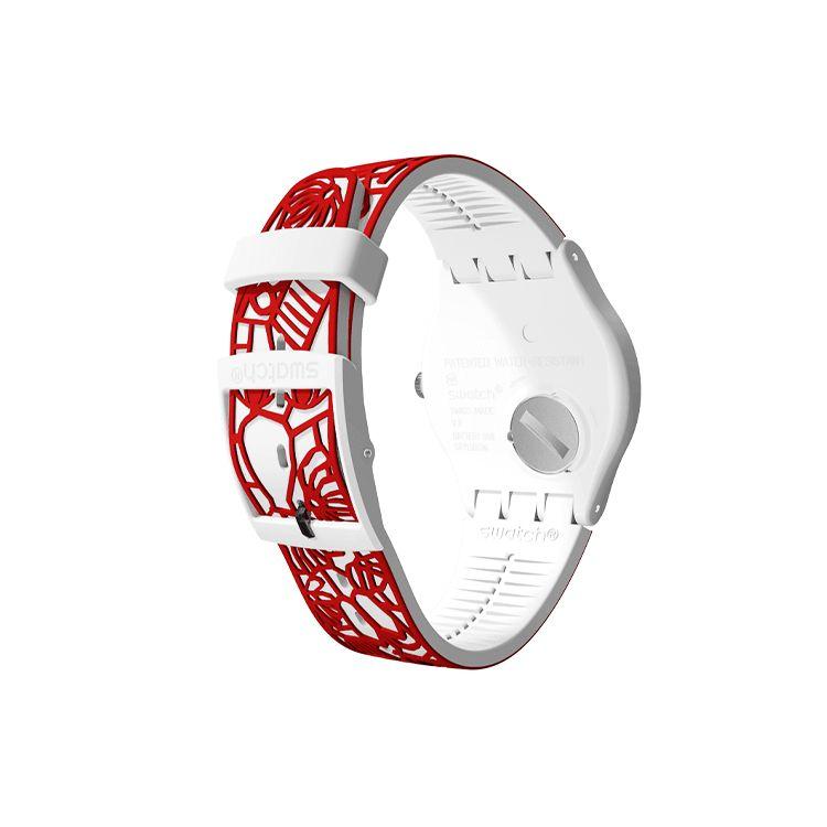 Swatch Серия Originals Кварцевый механизм Водонепроницаемые часы красного и белого цветов Женские часы SUOZ259C