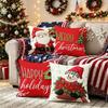 2D Printed Throw Cushion Case Tree Snowman Pillow Cover Santa Pillow Cover  Living Room