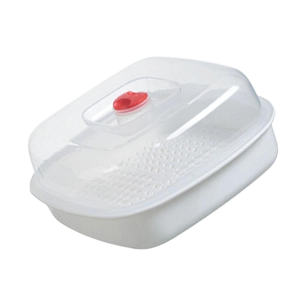 Пароварка для микроволновой печи с широкими эргономичными ручками, прозрачной крышкой и отверстиями для пара для эффективного нагрева, материал PP5, многослойная конструкция