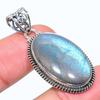Natural Labradorite Gemstone 925 Solid Sterling Silver Gift Pendant 1.77" a0F10